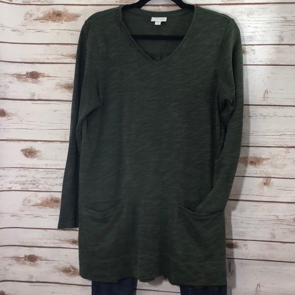 J. Jill Tops - J. JILL | Green Marled Long Sleeve Tunic Pockets